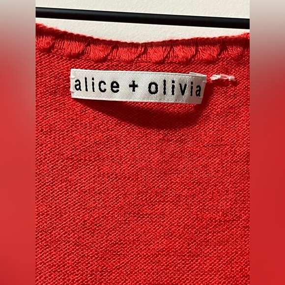 Alice + Olivia Red Tie Front Casual Blouse Size Small - Picture 6 of 7